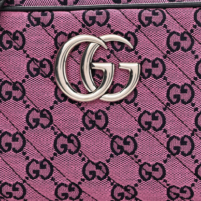 Gucci Monogram Multicolor Matelasse Diagonal Small GG Marmont Chain Shoulder Bag Pink Blue 8 of 10