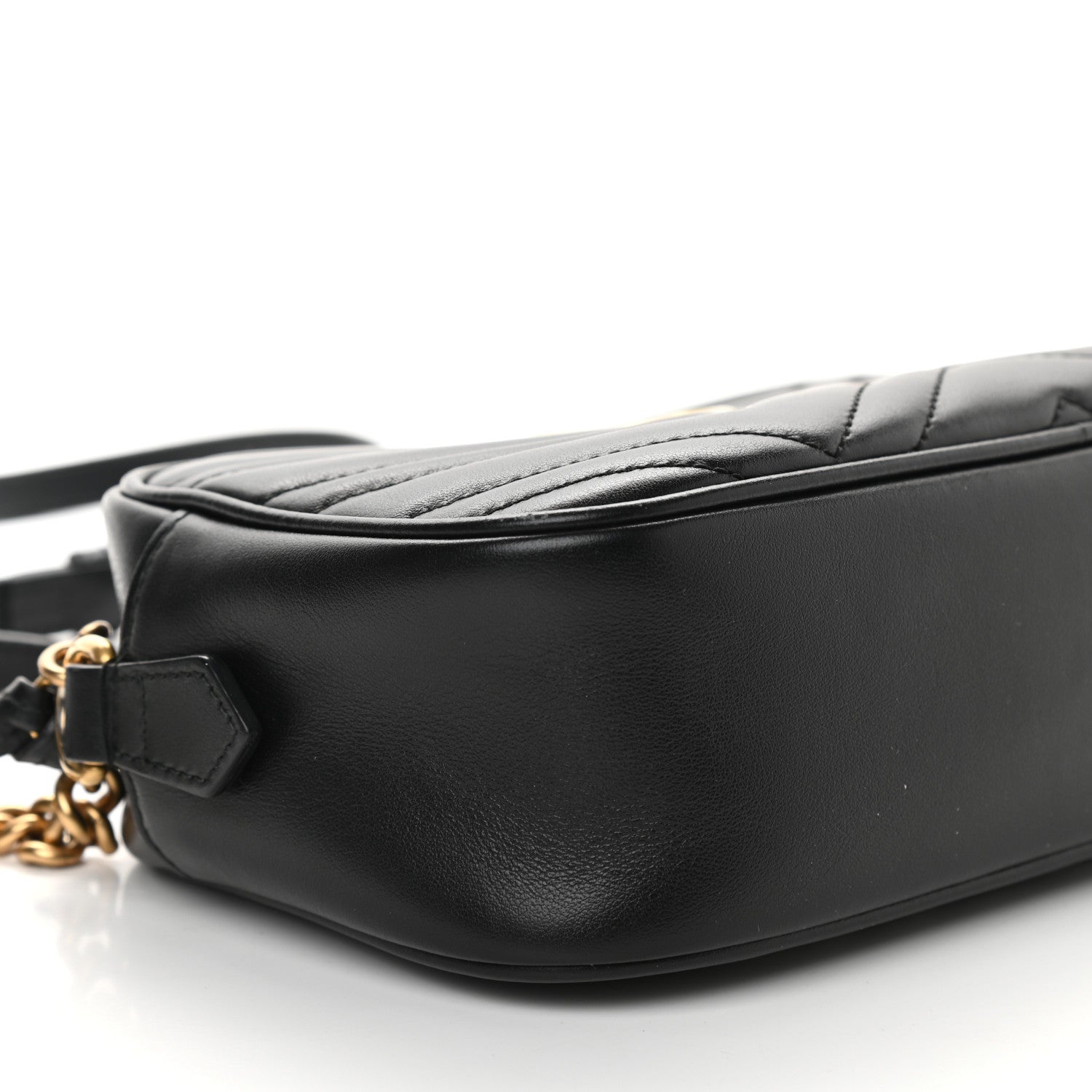 Gucci Calfskin Matelasse Small GG Marmont Chain Shoulder Bag Black 8 of 9