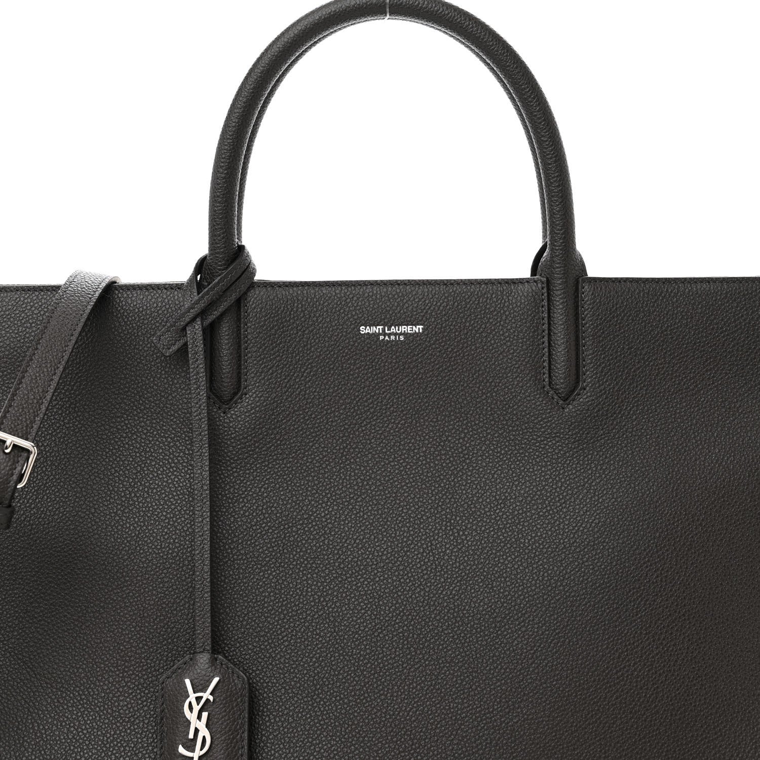 Saint Laurent Grained Calfskin Medium Cabas Rive Gauche Coal 7 of 12