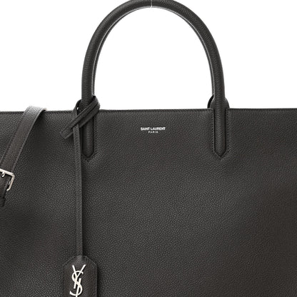 Saint Laurent Grained Calfskin Medium Cabas Rive Gauche Coal 7 of 12