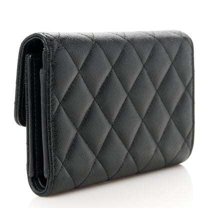 Chanel Caviar Quilted Studded CC Medium Flap Wallet Black 3 of 11
