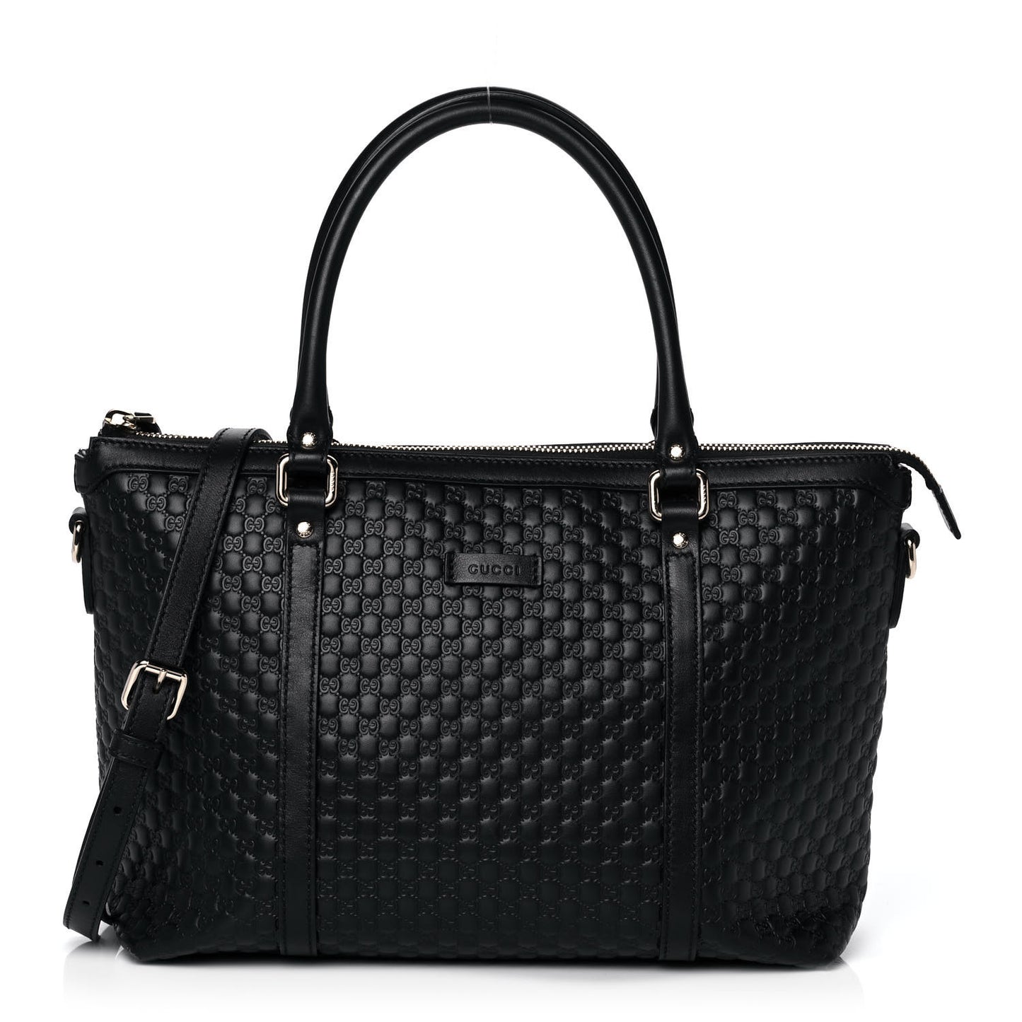 Soft Microguccissima Small Zippered Satchel Black