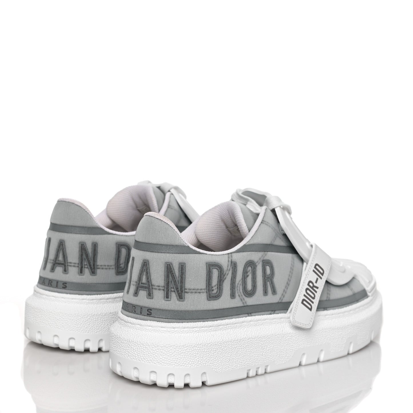 Reflective Fabric Nylon Dior-ID Platform Sneakers 38 Silver