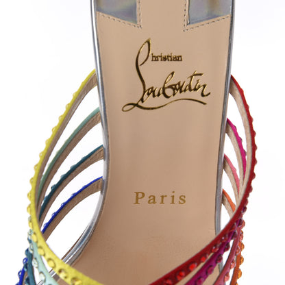 Christian Louboutin Specchio Calfskin Crystal Marthastrass 100 Slide Sandals 39 Silver Multicolor 7 of 10