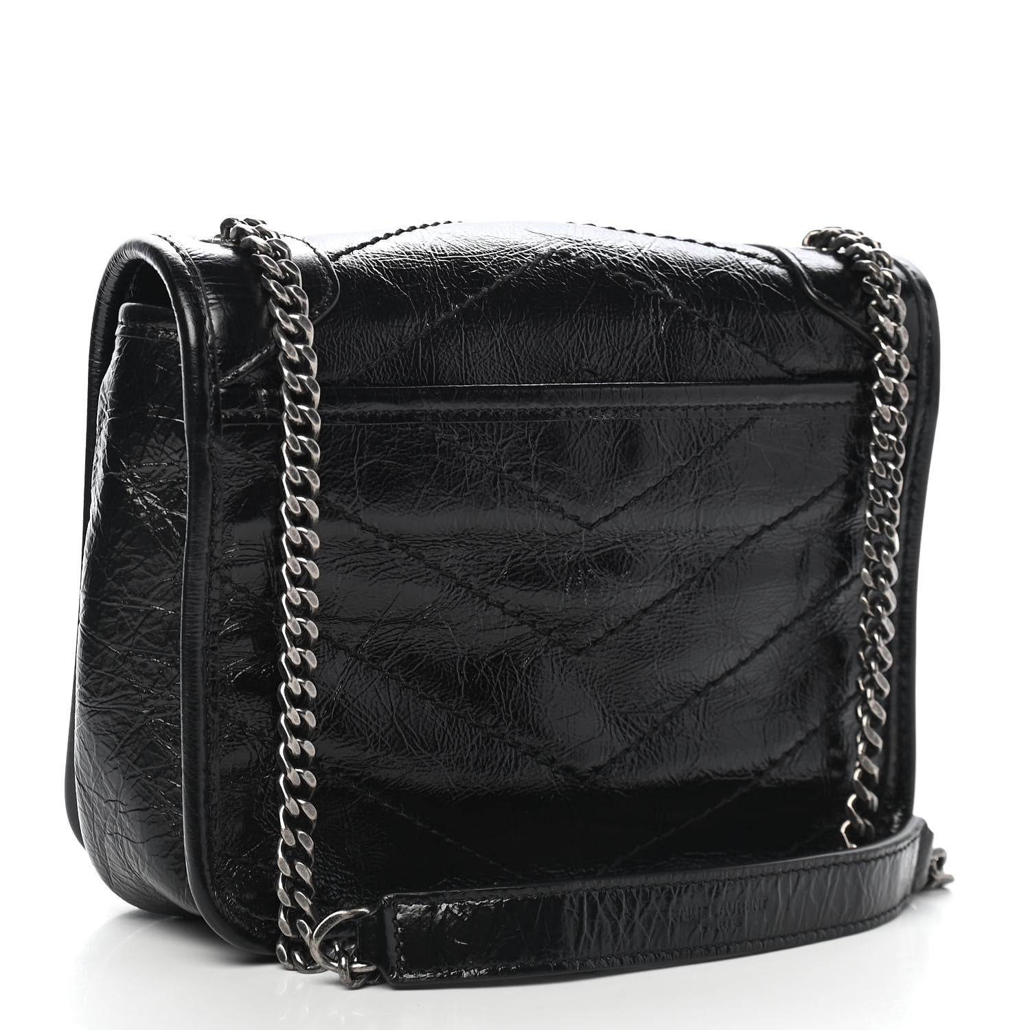 Saint Laurent Crinkled Calfskin Matelasse Monogram Niki Chain Wallet Black 3 of 8