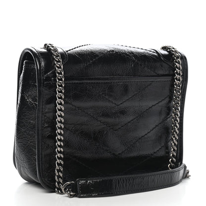 Saint Laurent Crinkled Calfskin Matelasse Monogram Niki Chain Wallet Black 3 of 8