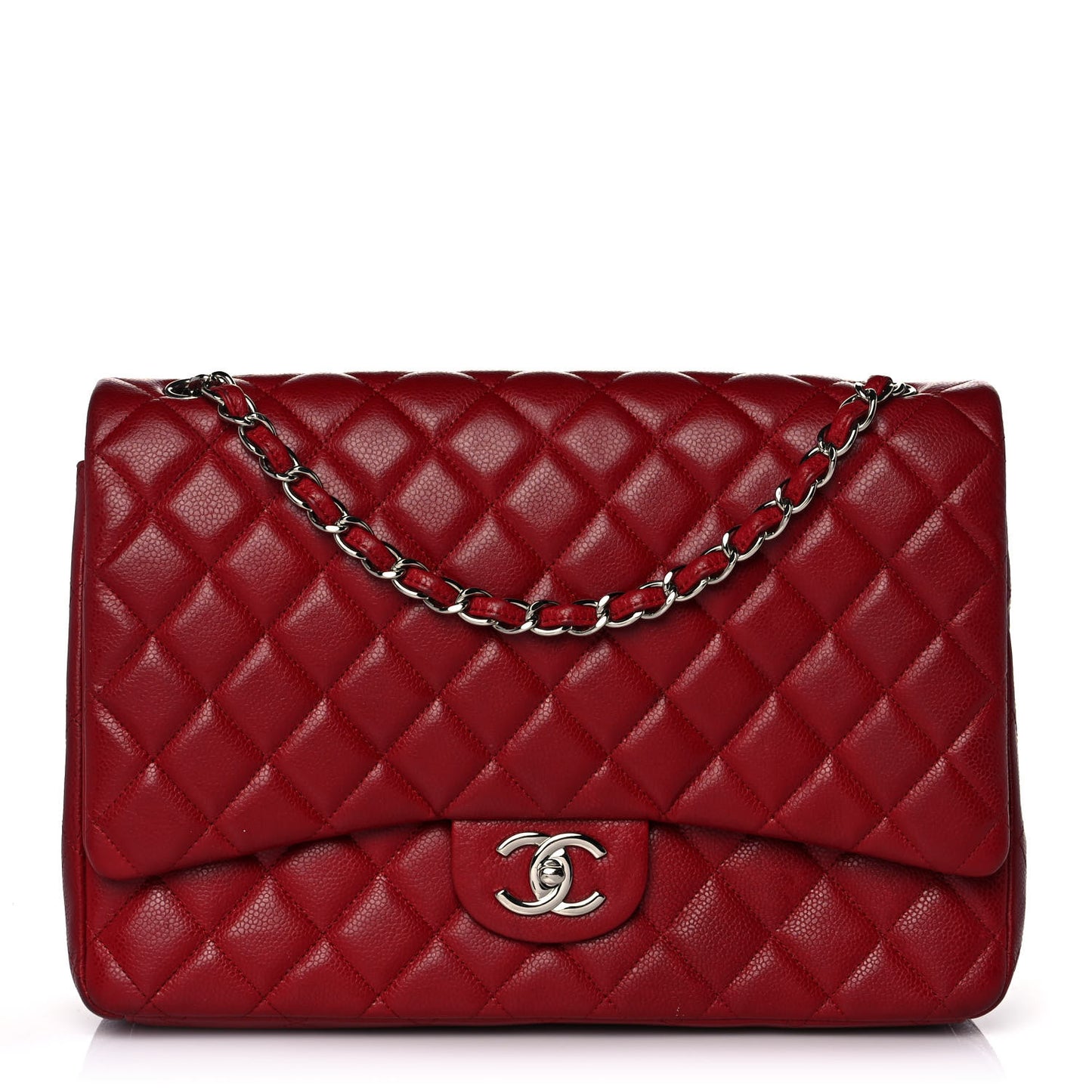 Caviar Quilted Maxi Double Flap Red