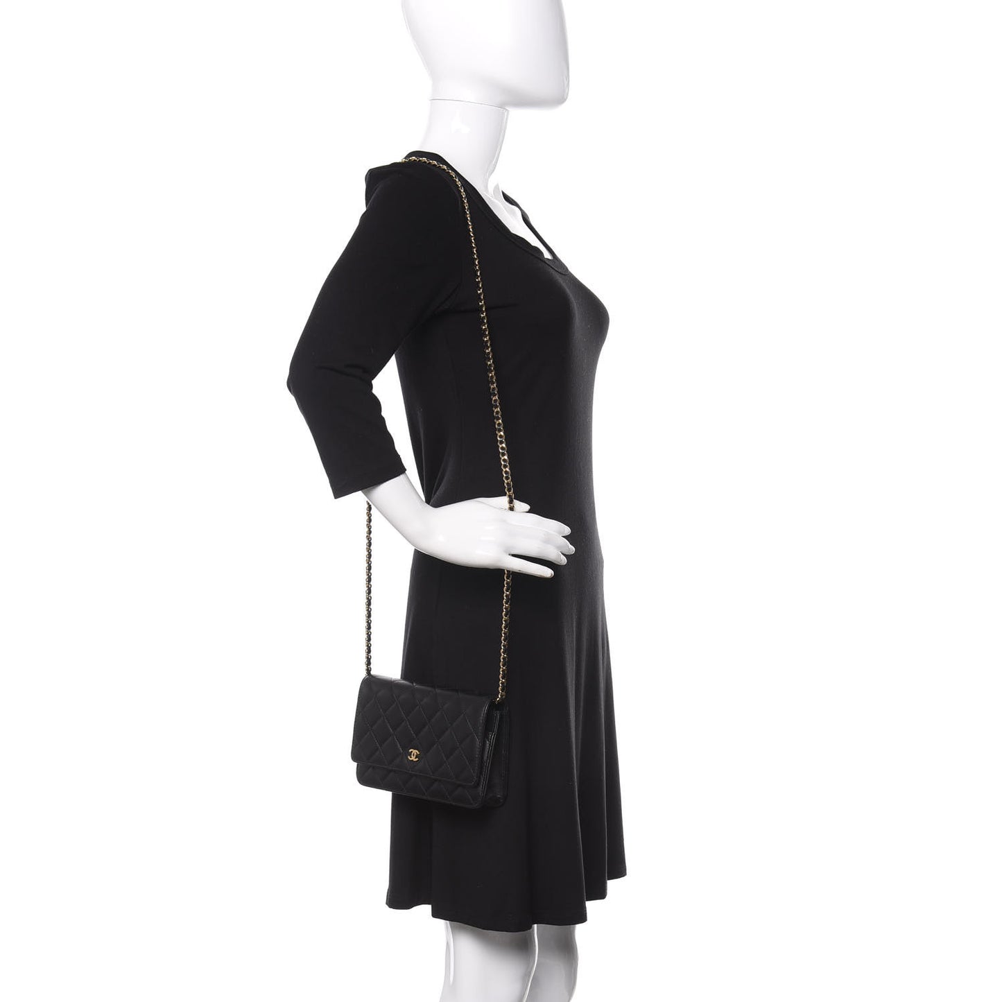 Lambskin Quilted Wallet On Chain WOC Black