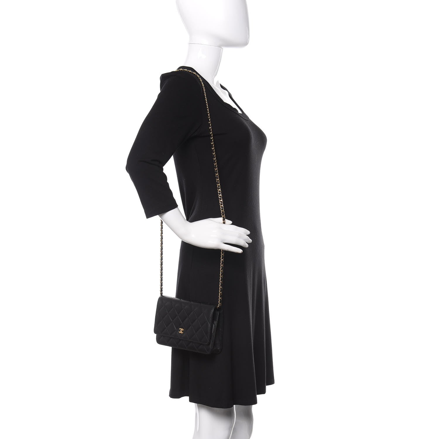 Chanel Lambskin Quilted Wallet On Chain WOC Black 2 of 16