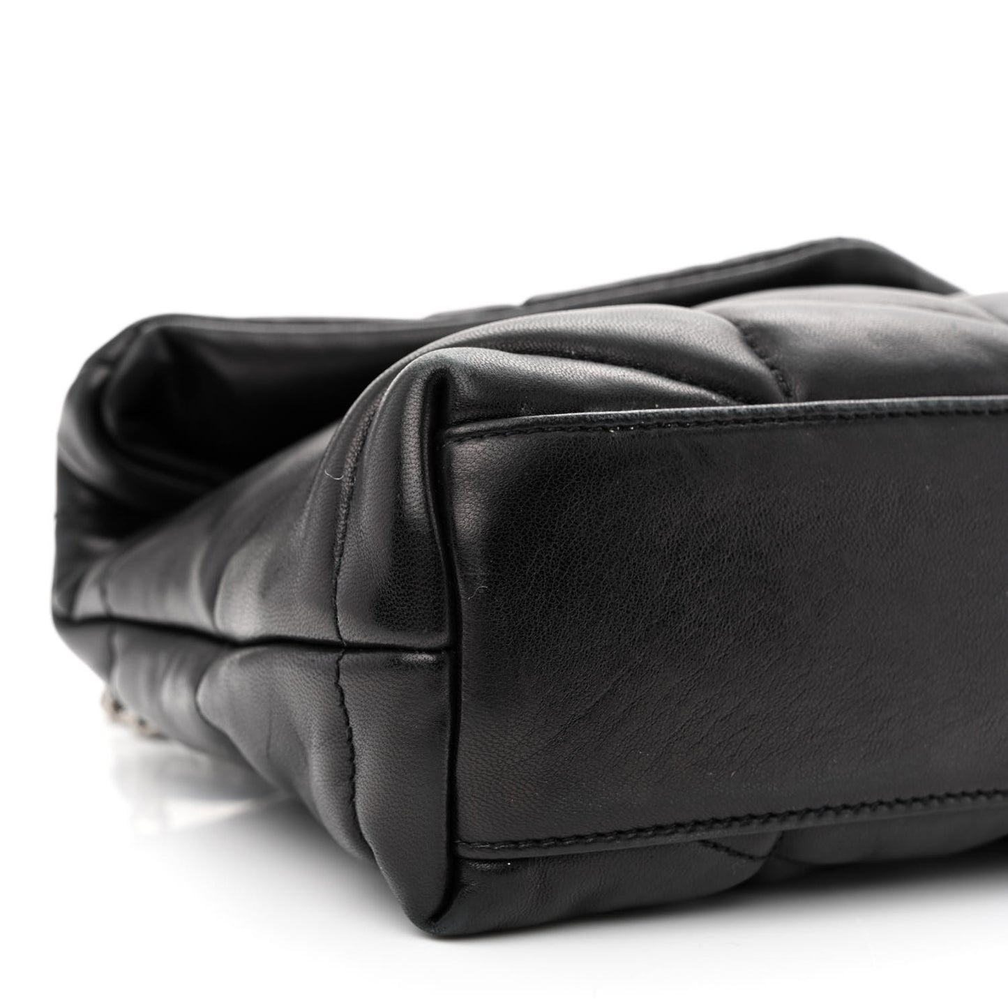 Lambskin Quilted Toy Loulou Puffer Monogram Chain Satchel Black