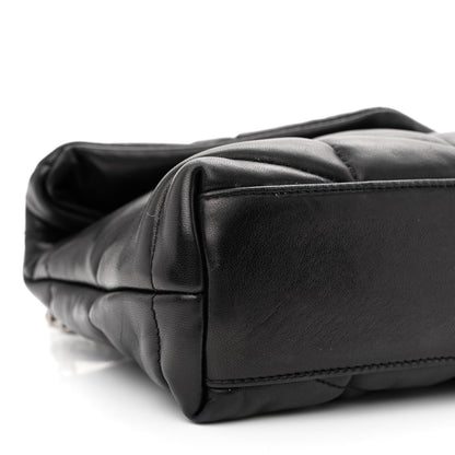 Saint Laurent Lambskin Quilted Toy Loulou Puffer Monogram Chain Satchel Black 8 of 9