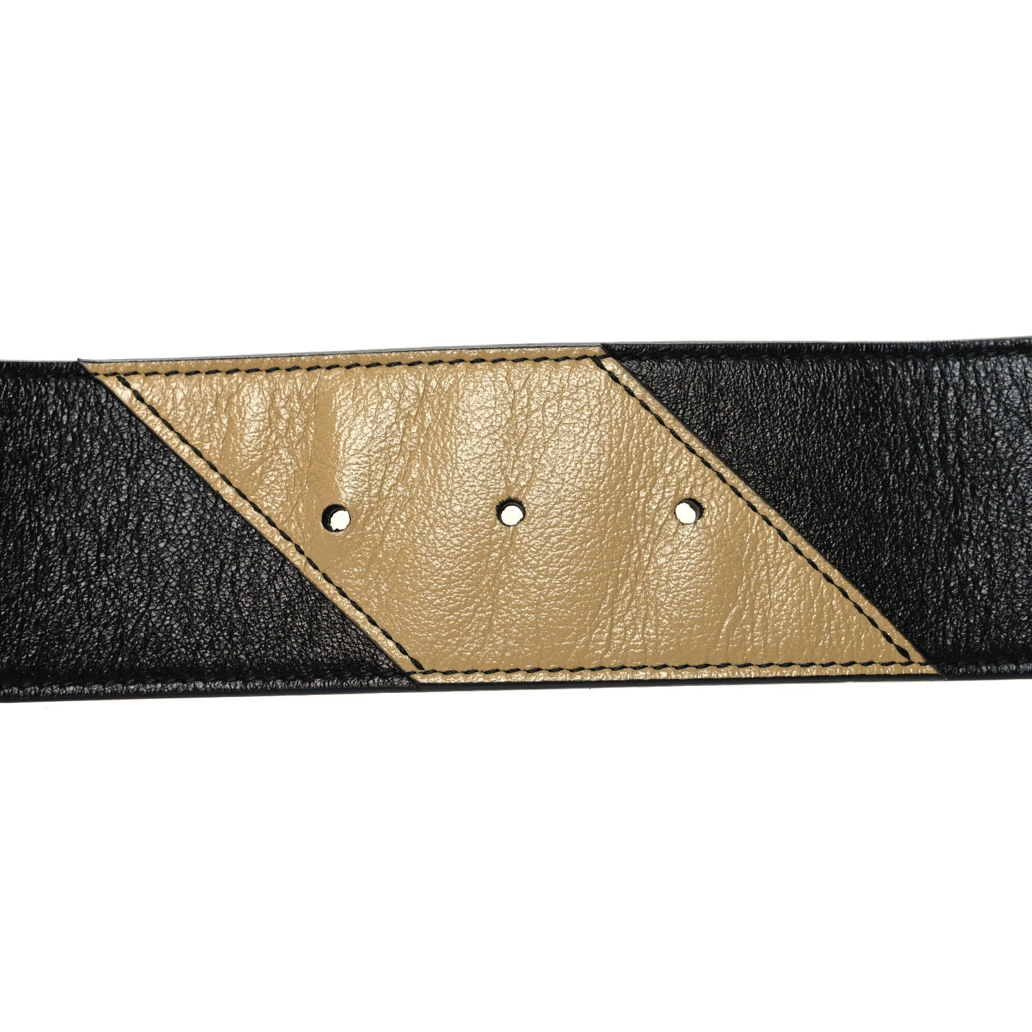 Gucci Calfskin Striped Textured Double G 50mm Belt 80 32 Black Beige 3 of 5