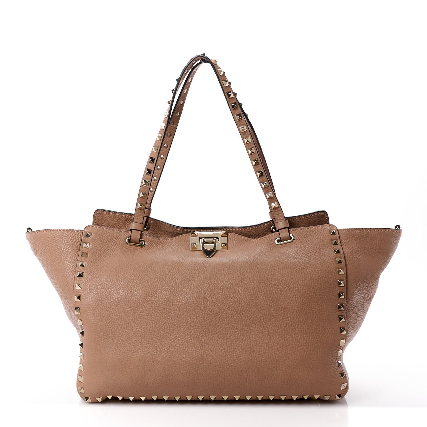 Pebbled Calfskin Medium Rockstud Tote Skin Sorbet