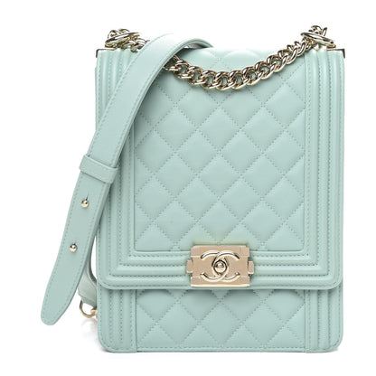 Chanel Calfskin Quilted North South Boy Flap Light Blue 1 of 8