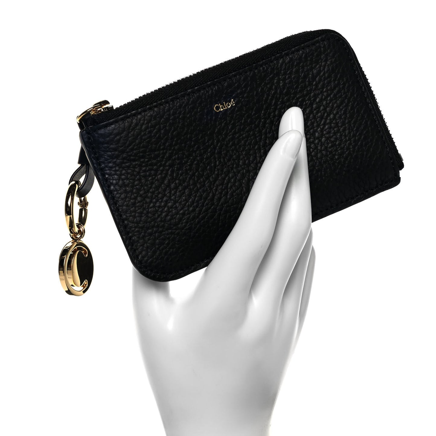 Calfskin Alphabet Purse Wallet Black