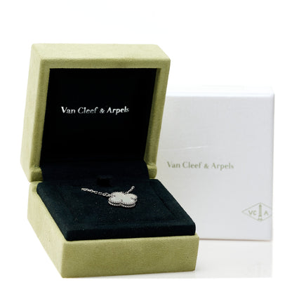 Van Cleef & Arpels 18K White Gold Mother of Pearl Vintage Alhambra Pendant Necklace 6 of 6