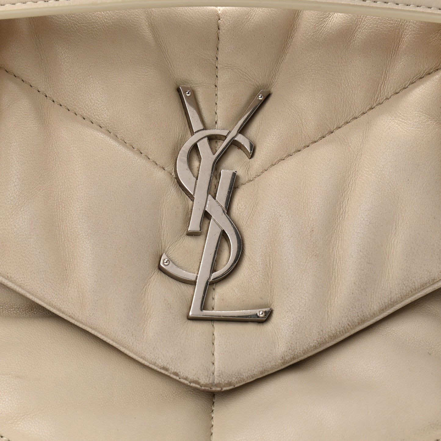 Lambskin Quilted Small Loulou Puffer Monogram Chain Satchel Blanc Vintage