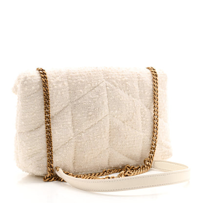 Saint Laurent Boucle Tweed Quilted Toy Loulou Puffer Monogram Chain Satchel Crema Soft 3 of 11