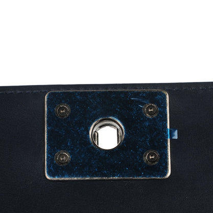 Chanel Calfskin Woven Medium Boy Flap Navy Green 6 of 9