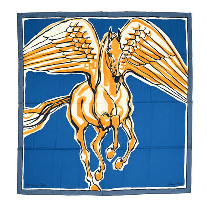 Hermes Cashmere Silk Libre Comme Pegase Shawl 140 Bleu Cobalt White 1 of 5