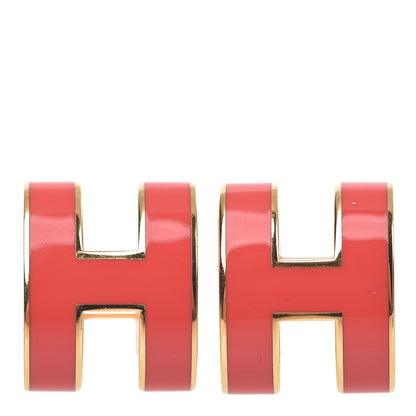 Hermes Gold Lacquered Pop H Earrings 1 of 6