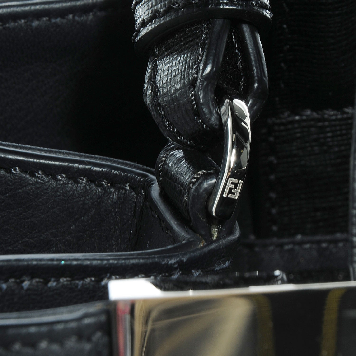 Fendi Saffiano Monster Colorblock Petite 2Jours Tote Black 6 of 10