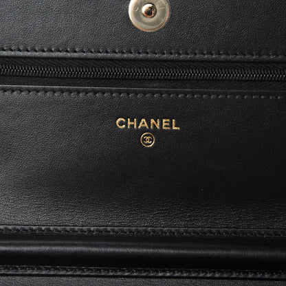Chanel Tweed Quilted Wallet On Chain WOC Black Ecru White 8 of 12