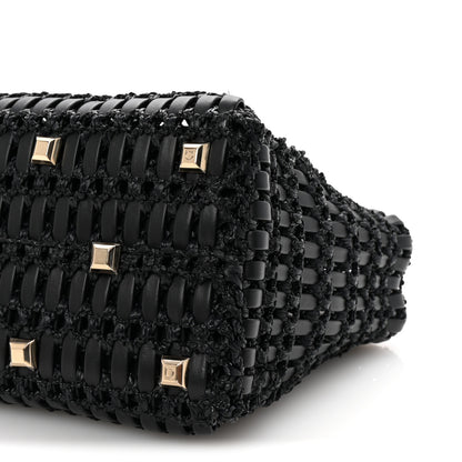 Salvatore Ferragamo Raffia Calfskin The Studio Box Tote Black 10 of 10