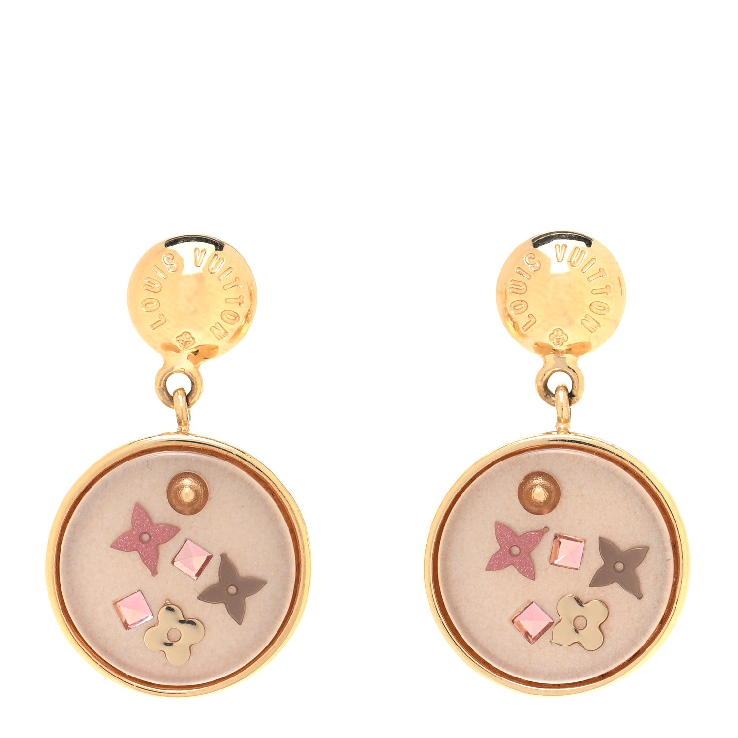 Louis Vuitton Inclusion Art Deco Earrings Gold Peach 1 of 4