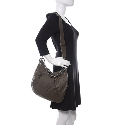 Chanel Calfskin Coco Pleats Hobo Khaki 2 of 11