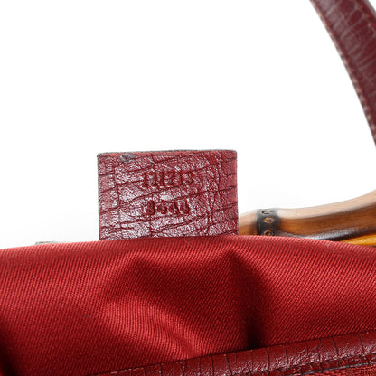 Gucci Monogram Bamboo Bullet Satchel Red 6 of 7