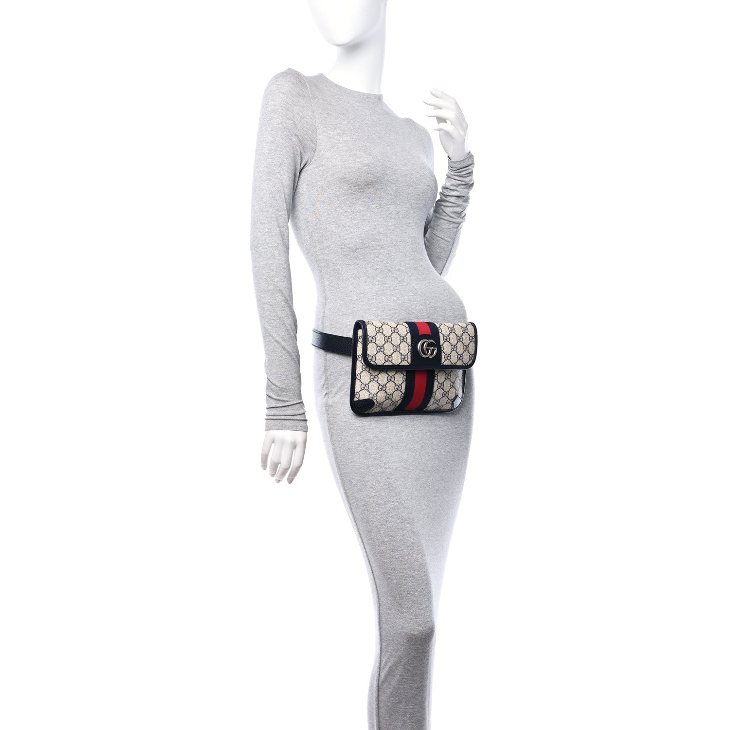 Gucci GG Supreme Monogram Web Small Ophidia Belt Bag 90 36 Beige Navy 2 of 10