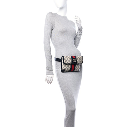 Gucci GG Supreme Monogram Web Small Ophidia Belt Bag 90 36 Beige Navy 2 of 10
