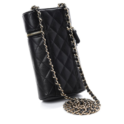 Chanel Caviar Quilted Phone Holder With Chain Black 3 of 11
