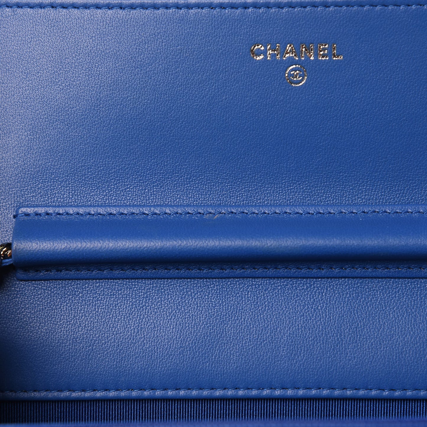 Lambskin Quilted Wallet On Chain WOC Bright Blue