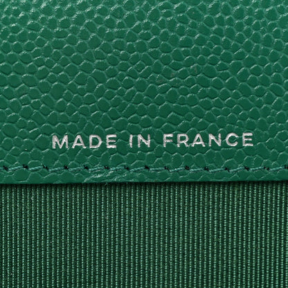Chanel Caviar Quilted Flap Card Holder Wallet Green 8 of 13