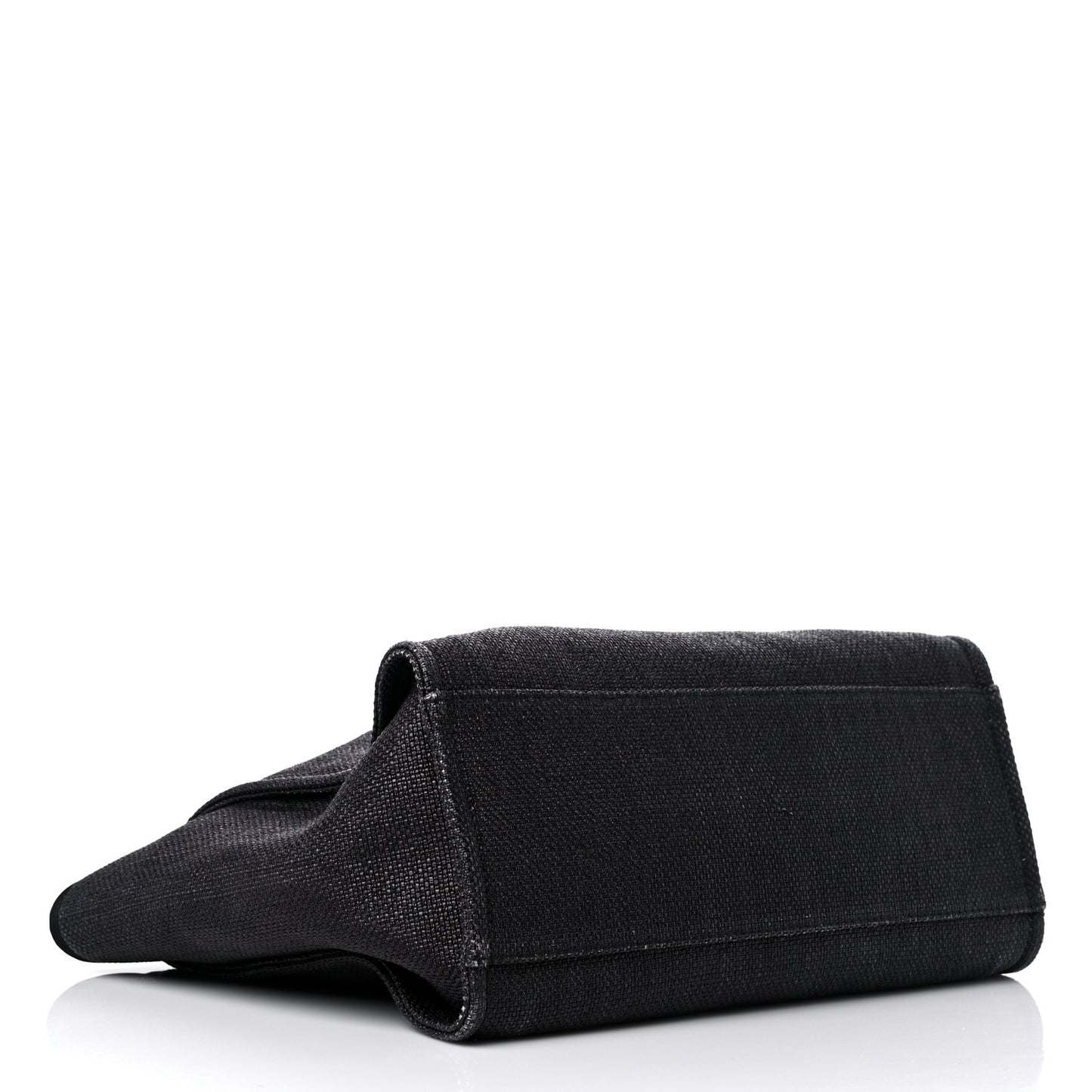 Woven Straw Raffia Medium Deauville Tote Black