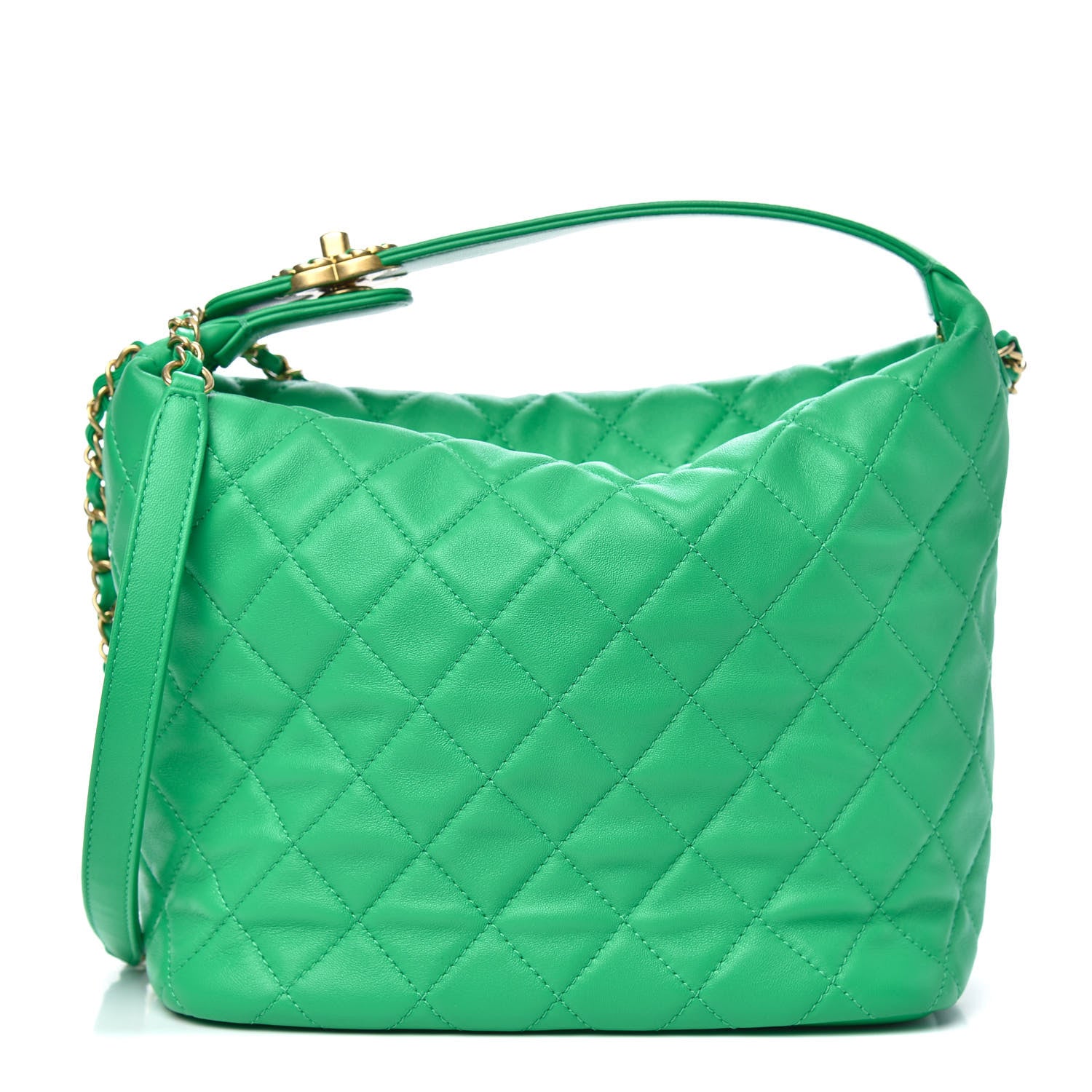 Chanel Lambskin Quilted Large Perfect Meeting Hobo Green 1 of 10