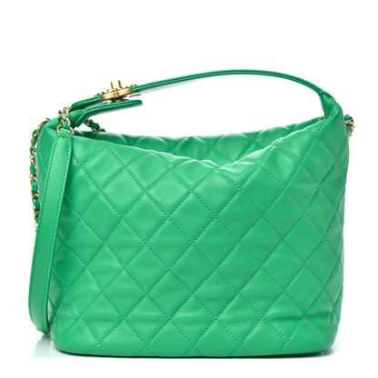 Chanel Lambskin Quilted Large Perfect Meeting Hobo Green 1 of 10
