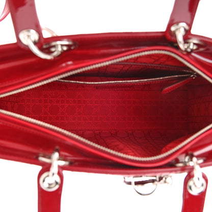 Christian Dior Patent Cannage Large Lady Dior Red 5 of 10