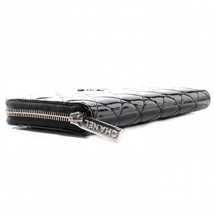 Chanel Patent Quilted Large Zip Around Wallet Black 4 of 9