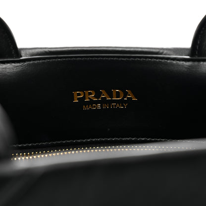 Prada Soft Calfskin Triangolo Symbole Embossed Medium Tote Black 7 of 9