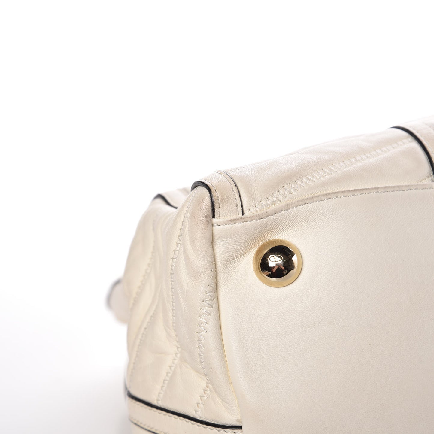 Lambskin Chevron Quilted Shopping Tote Ivory