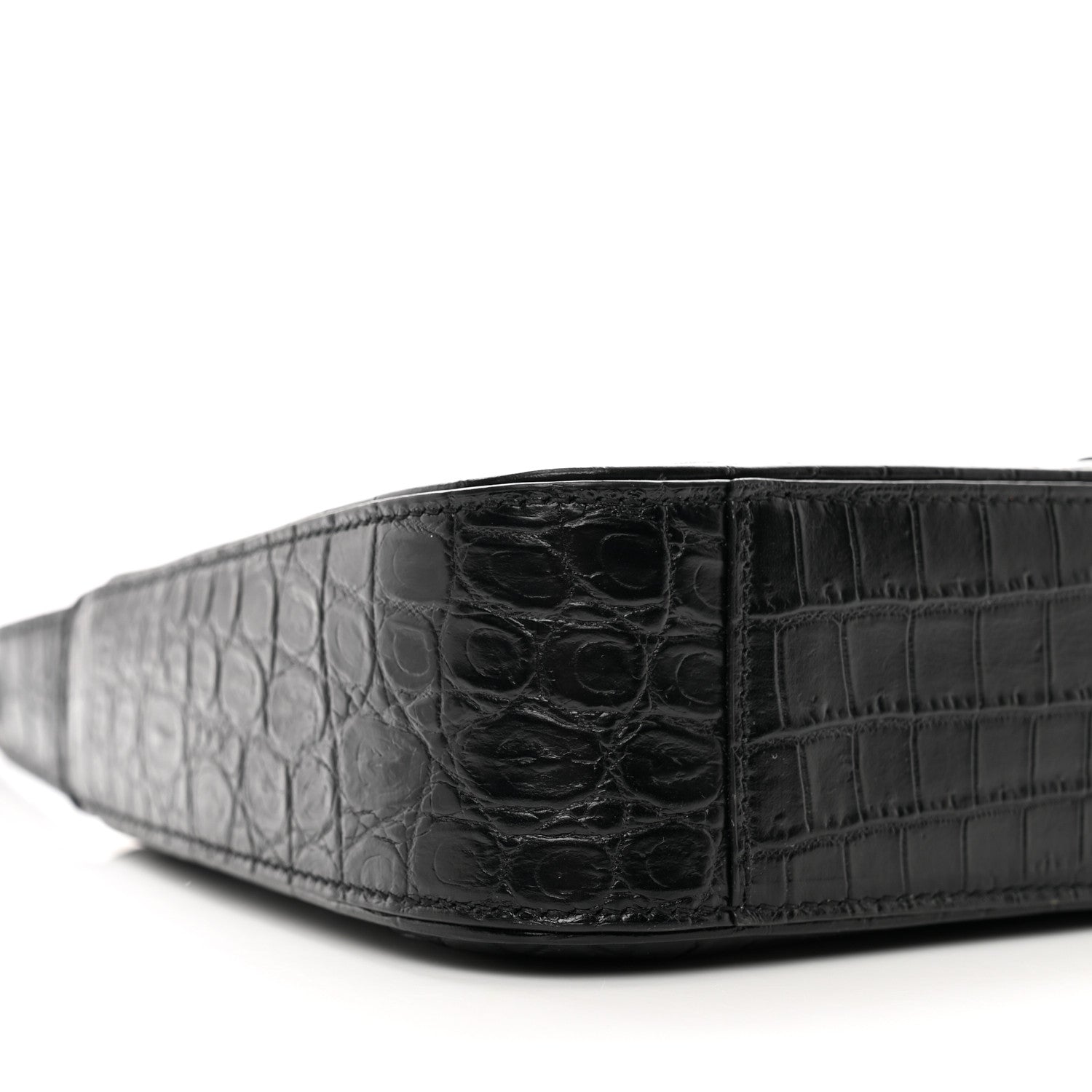 Saint Laurent Calfskin Crocodile Embossed LE 5 A 7 Hobo Black 8 of 9