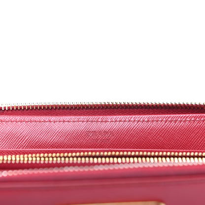 Prada Saffiano Triangle Zip Around Wallet Fuoco 7 of 8