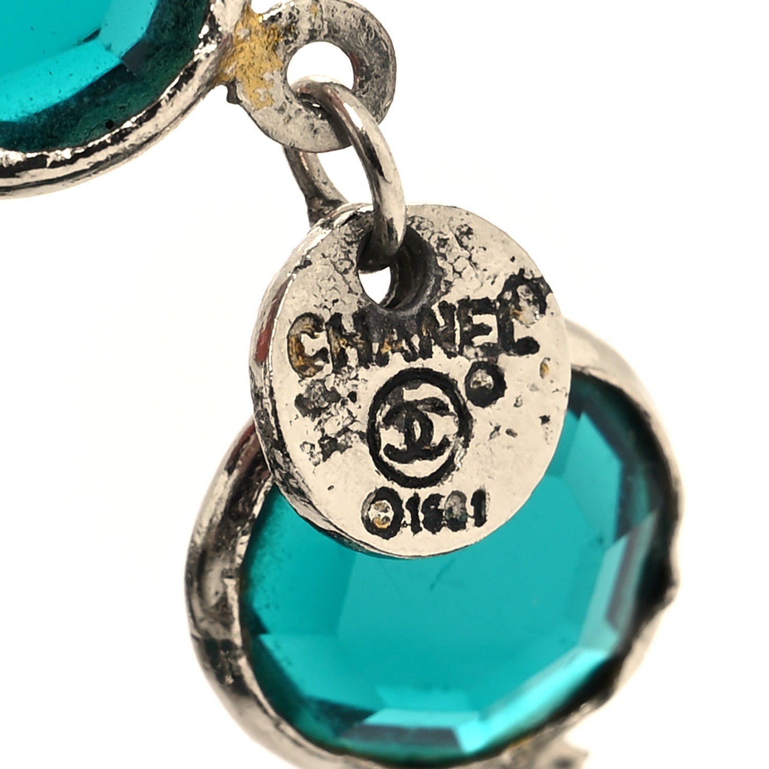 Chanel Swarovski Crystal Chicklet Sautoir Necklace Gold Green 4 of 4