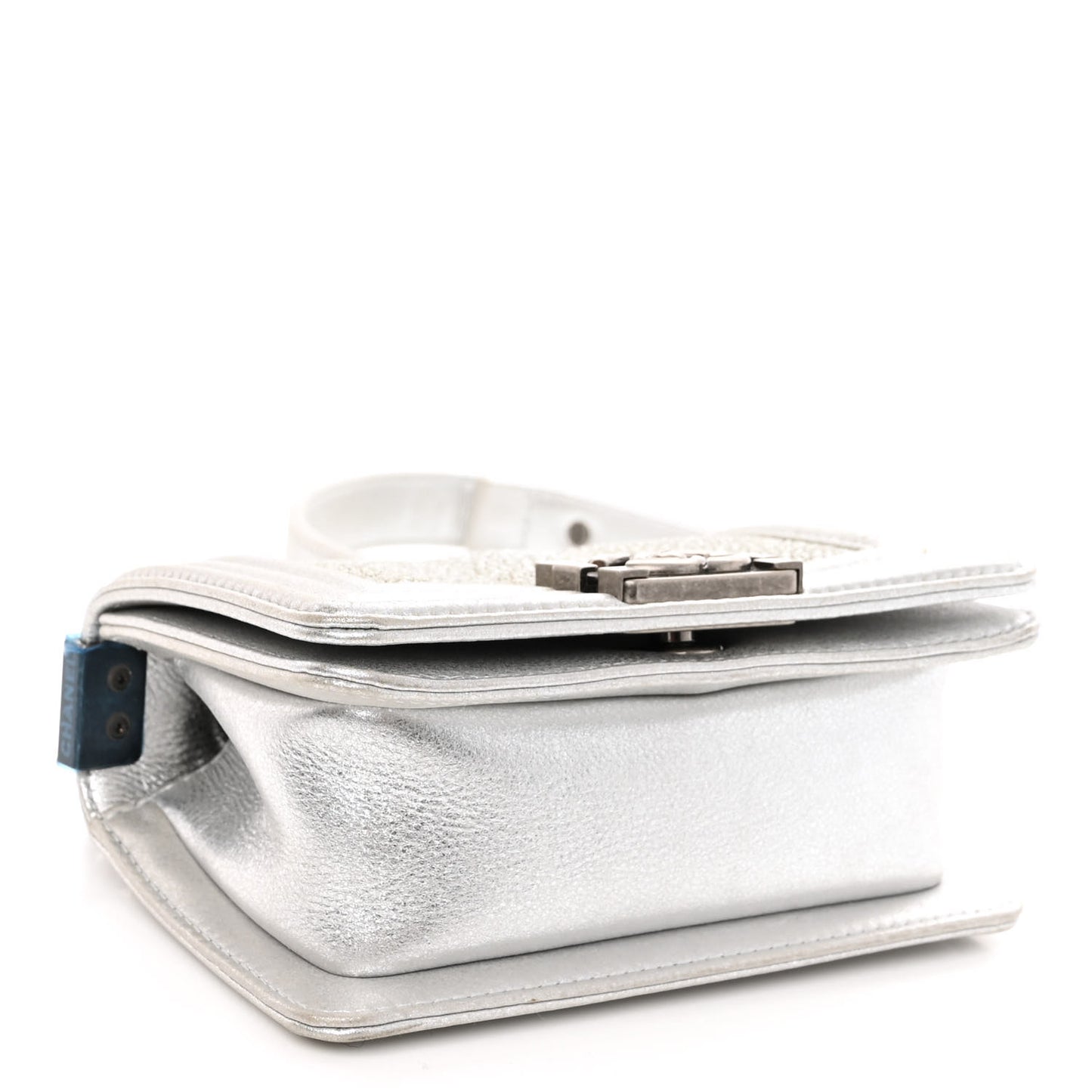 Metallic Galuchat Stingray Mini Boy Flap Silver