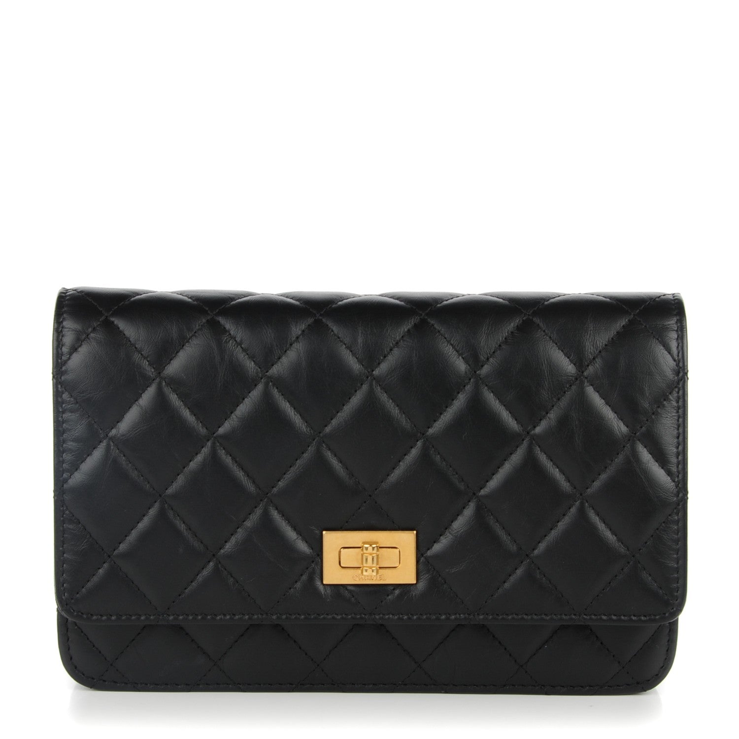 Chanel Aged Calfskin Reissue Wallet On Chain WOC Black 1 of 9