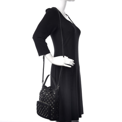 Prada Tessuto Nylon Saffiano Grommets Mini Bucket Crossbody Bag Black 2 of 8