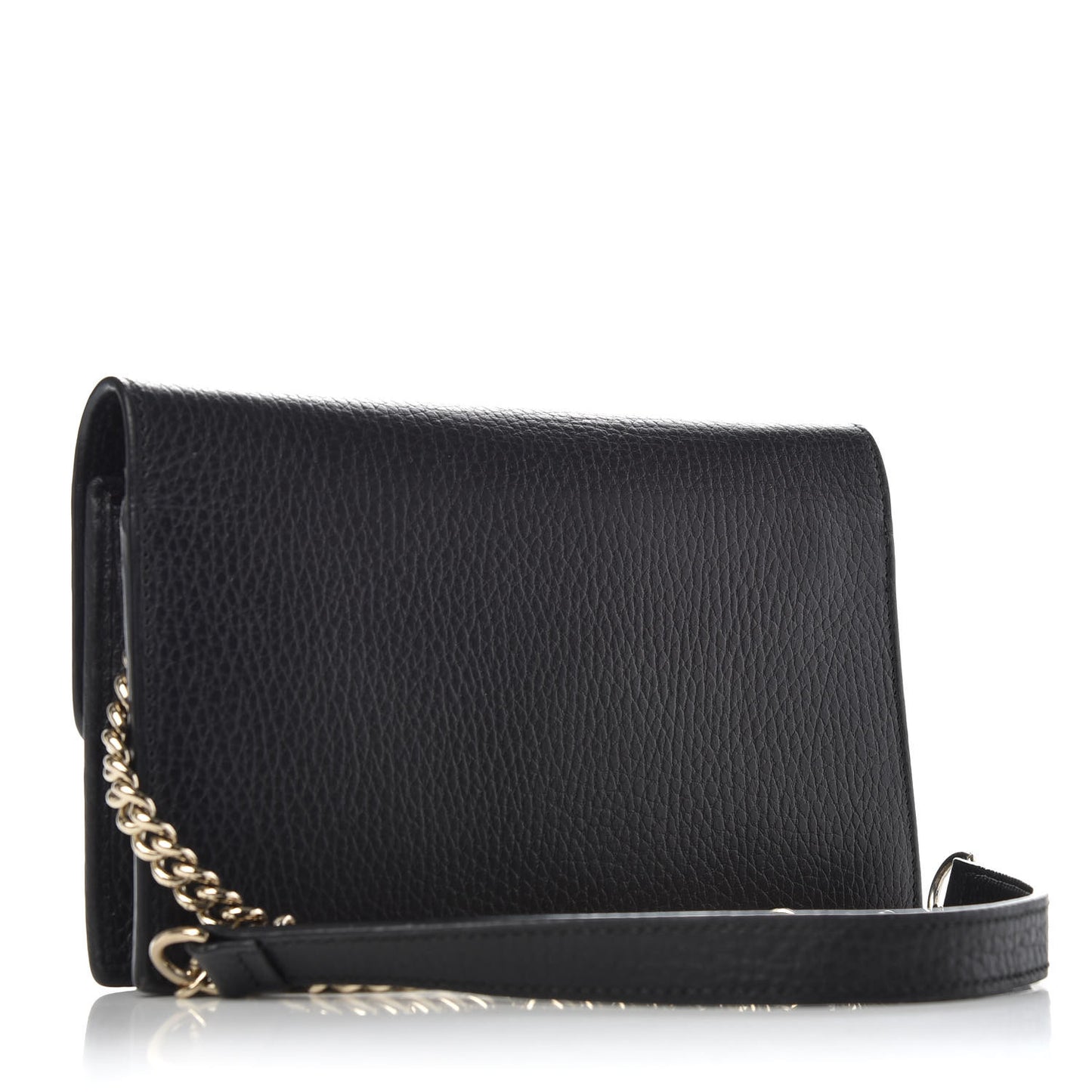 Dollar Calfskin Interlocking G Chain Wallet Black